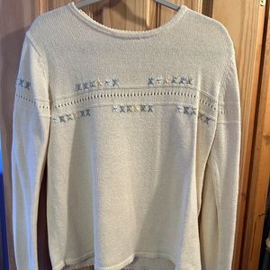 Cherokee Sweater, Size:M, Color: cream with flowers